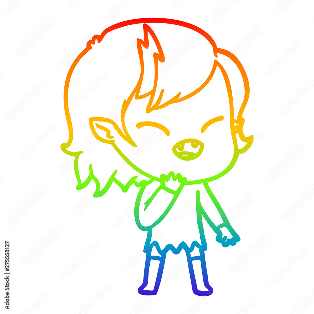 rainbow gradient line drawing cartoon laughing vampire girl rainbow gradient line drawing cartoon laughing vampire girl