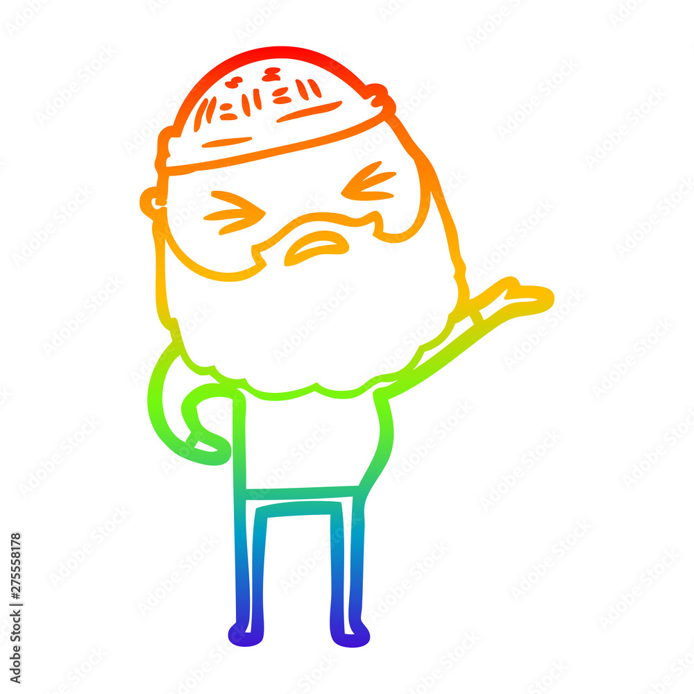 rainbow gradient line drawing cartoon man with beard rainbow gradient line drawing cartoon man with beard