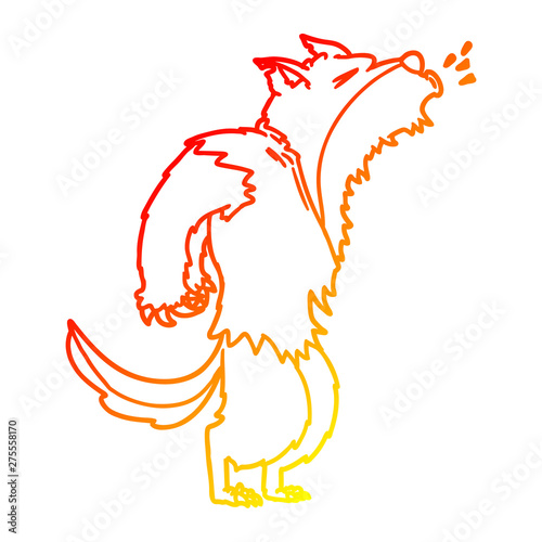 warm gradient line drawing cartoon howling werewolf