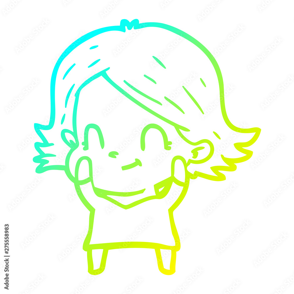 cold gradient line drawing cartoon friendly girl cold gradient line drawing cartoon friendly girl