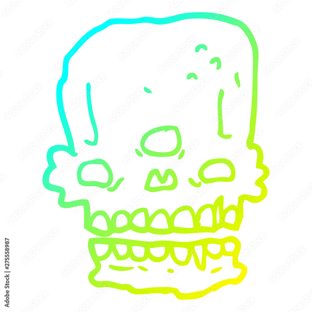 cold gradient line drawing cartoon spooky skull