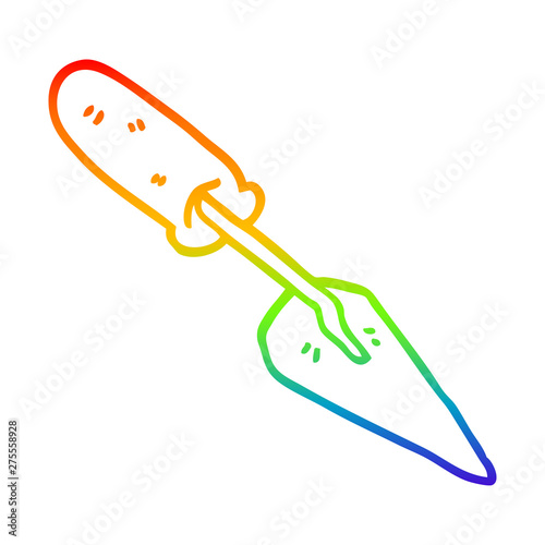 rainbow gradient line drawing cartoon trowel