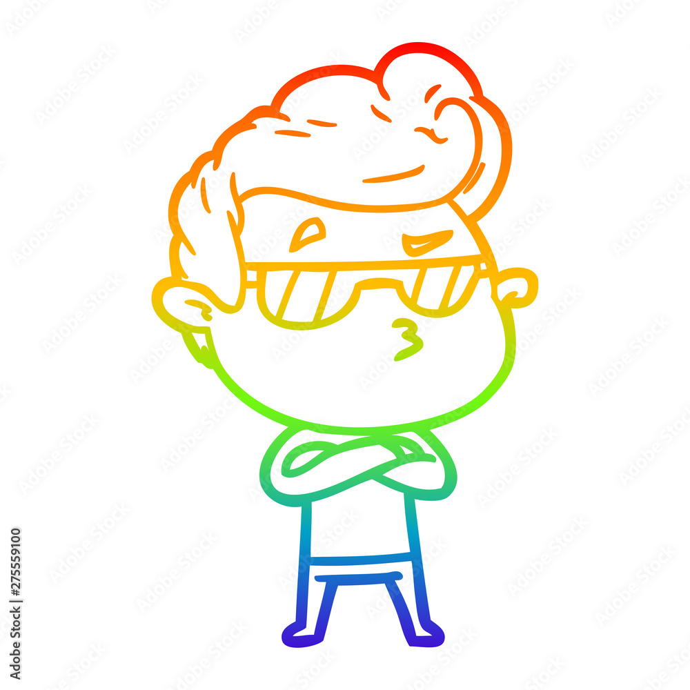 rainbow gradient line drawing cartoon cool guy rainbow gradient line drawing cartoon cool guy