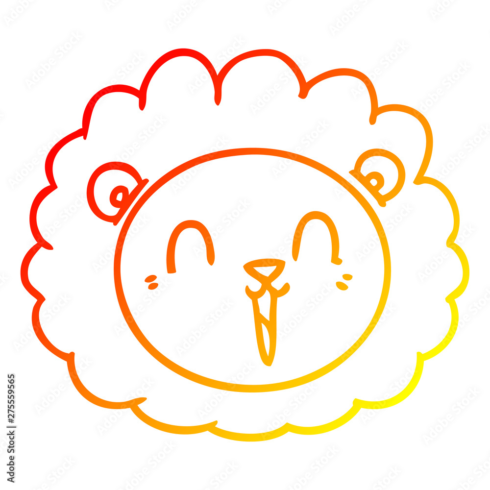 warm gradient line drawing cartoon lion face warm gradient line drawing cartoon lion face