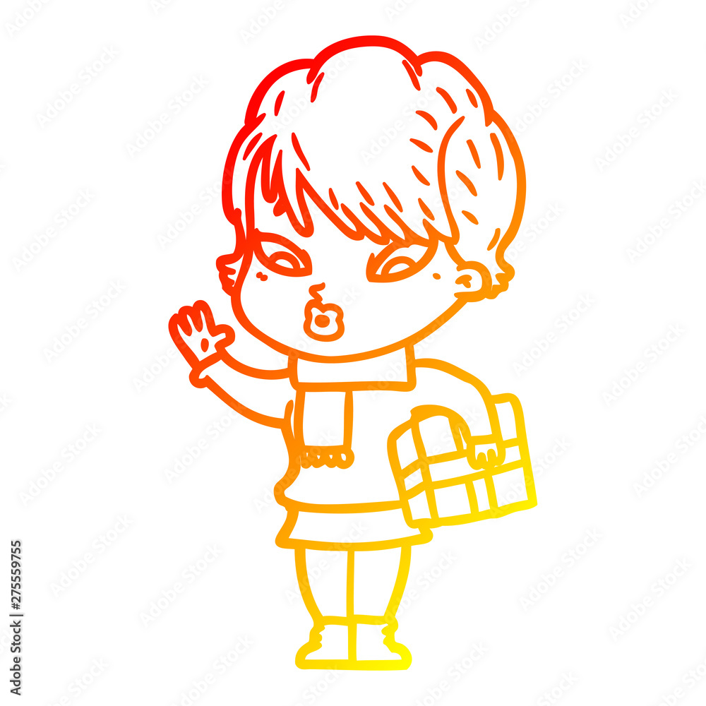 warm gradient line drawing cartoon woman warm gradient line drawing cartoon woman