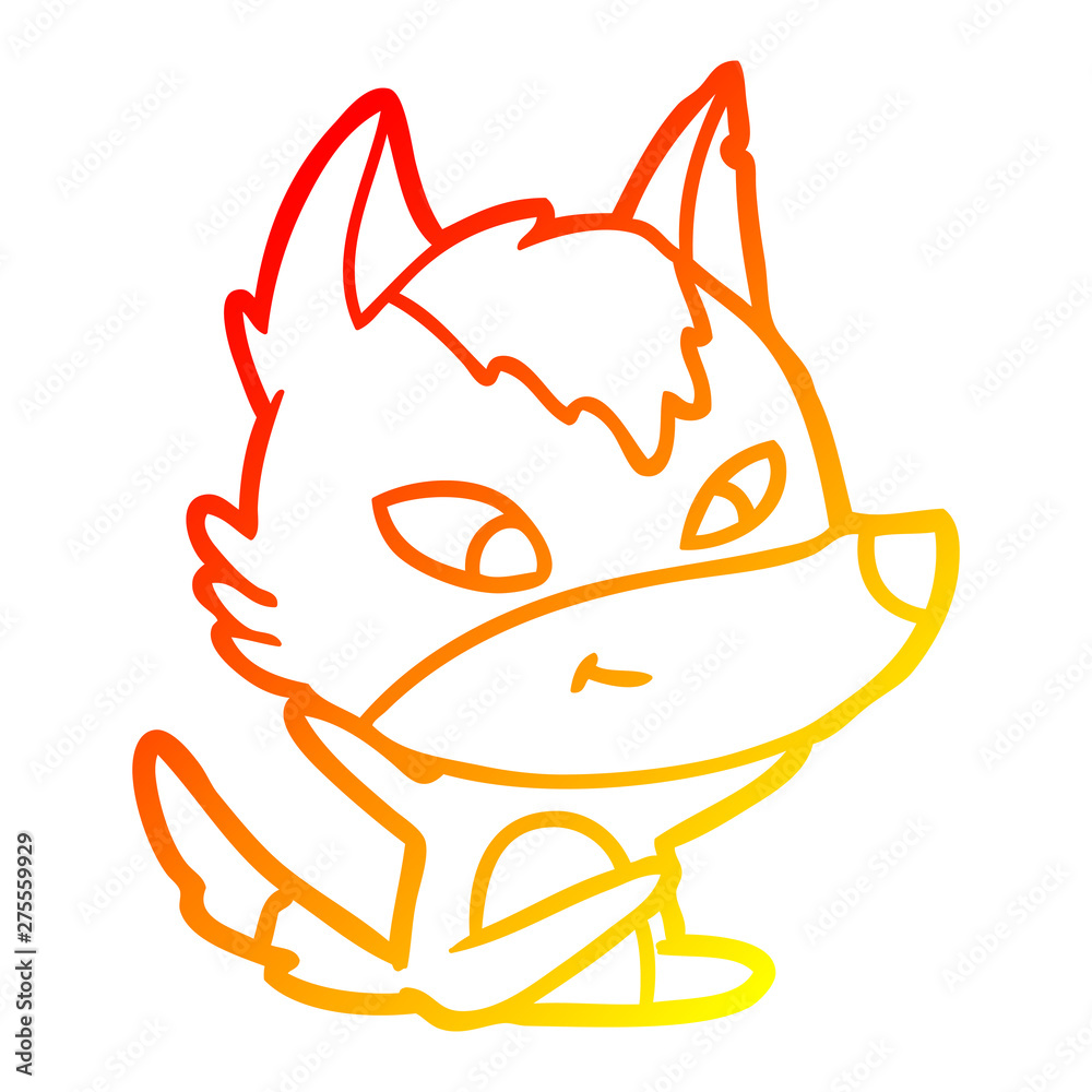 warm gradient line drawing friendly cartoon wolf warm gradient line drawing friendly cartoon wolf