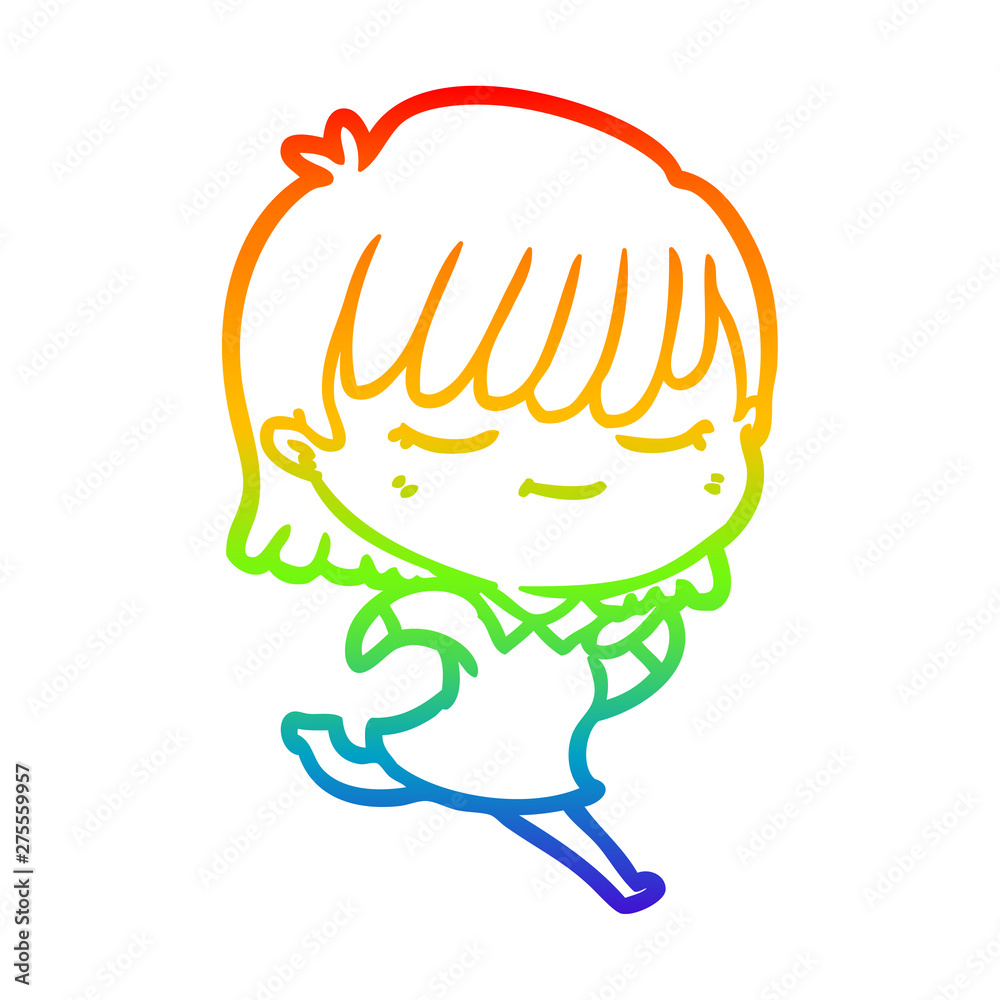 rainbow gradient line drawing cartoon woman