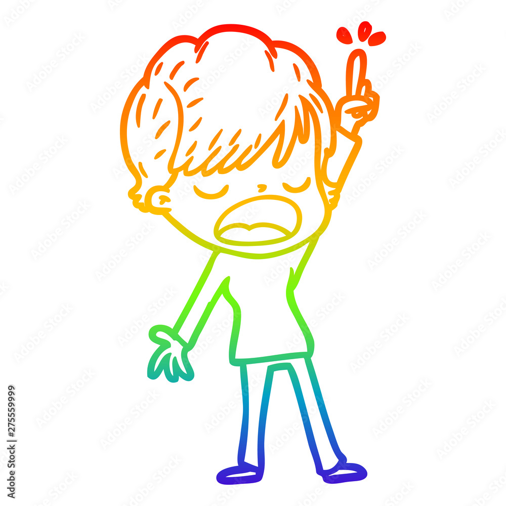 rainbow gradient line drawing cartoon woman talking rainbow gradient line drawing cartoon woman talking