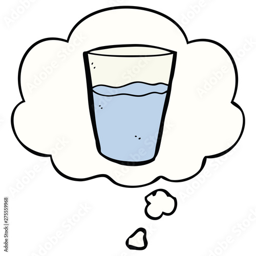 cartoon glass of water and thought bubble