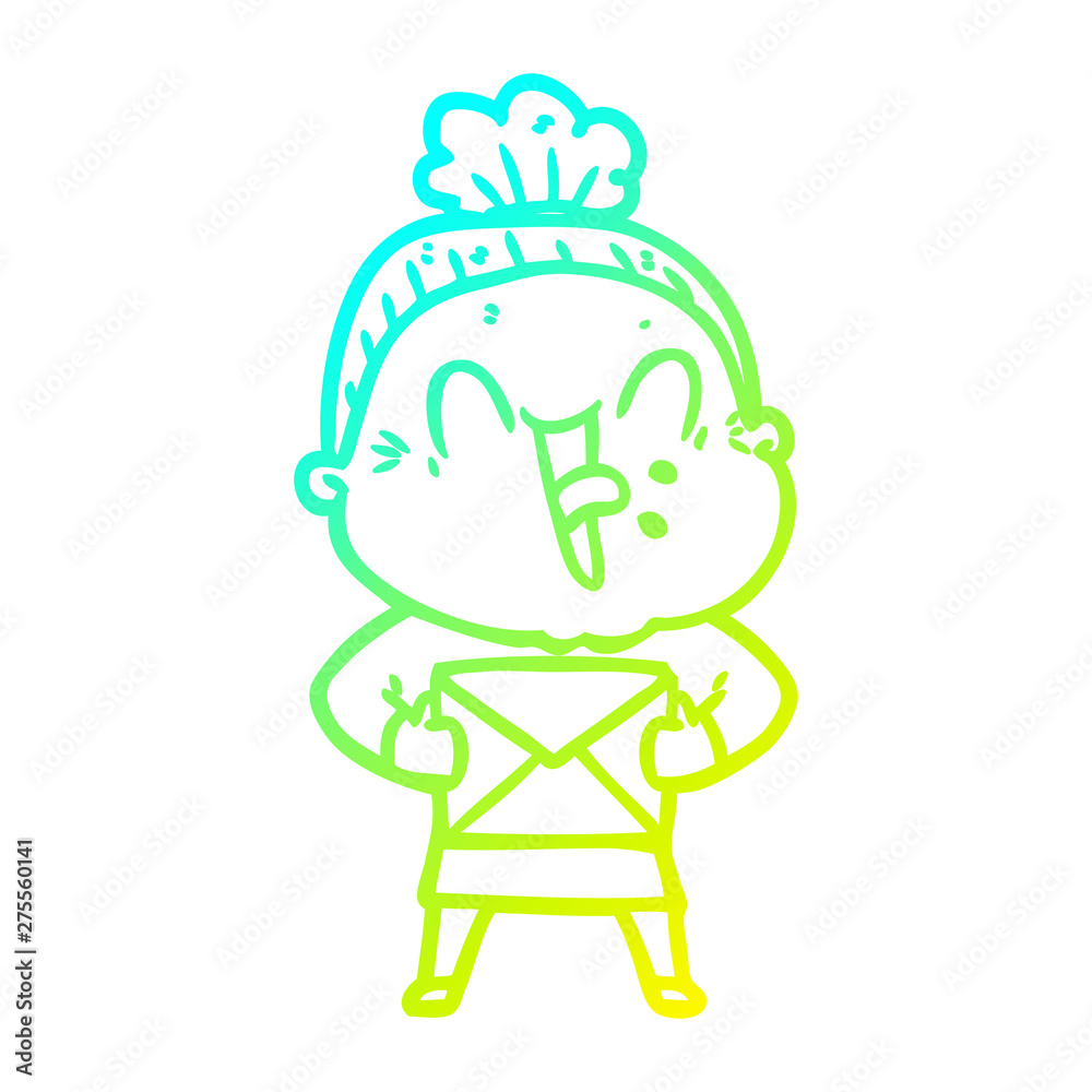 cold gradient line drawing cartoon happy old woman cold gradient line drawing cartoon happy old woman
