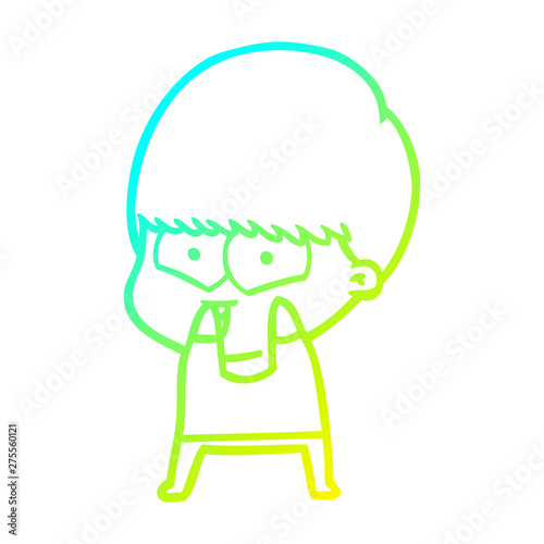 cold gradient line drawing cartoon happy boy