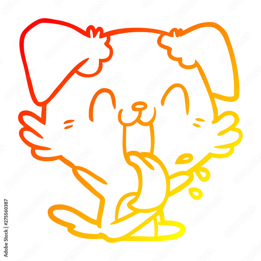 warm gradient line drawing cartoon panting dog sitting warm gradient line drawing cartoon panting dog sitting