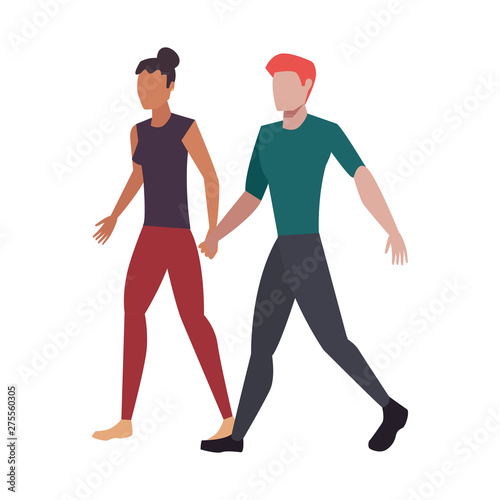 man and woman holding hands couple