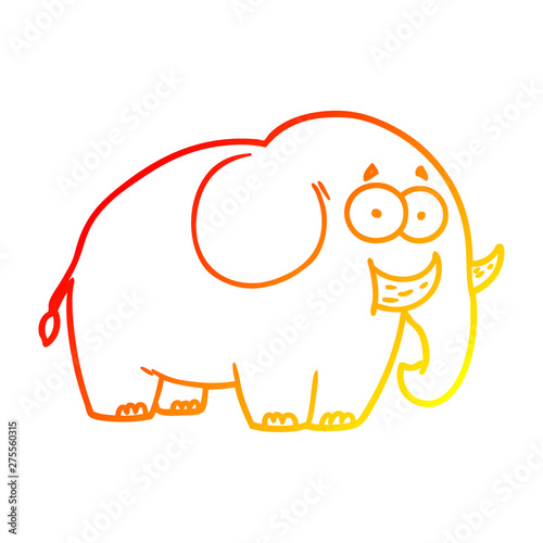 warm gradient line drawing cartoon elephant