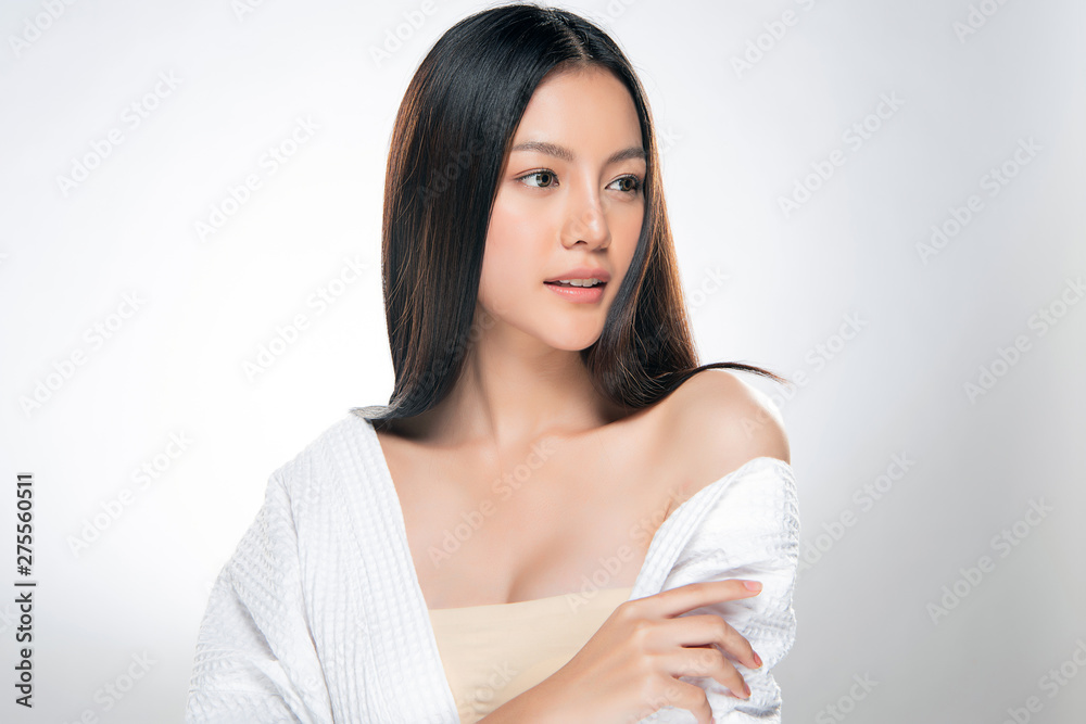 Beautiful Young Asian Woman with Clean Fresh Skin, Beautiful Young Asian Woman with Clean Fresh Skin,