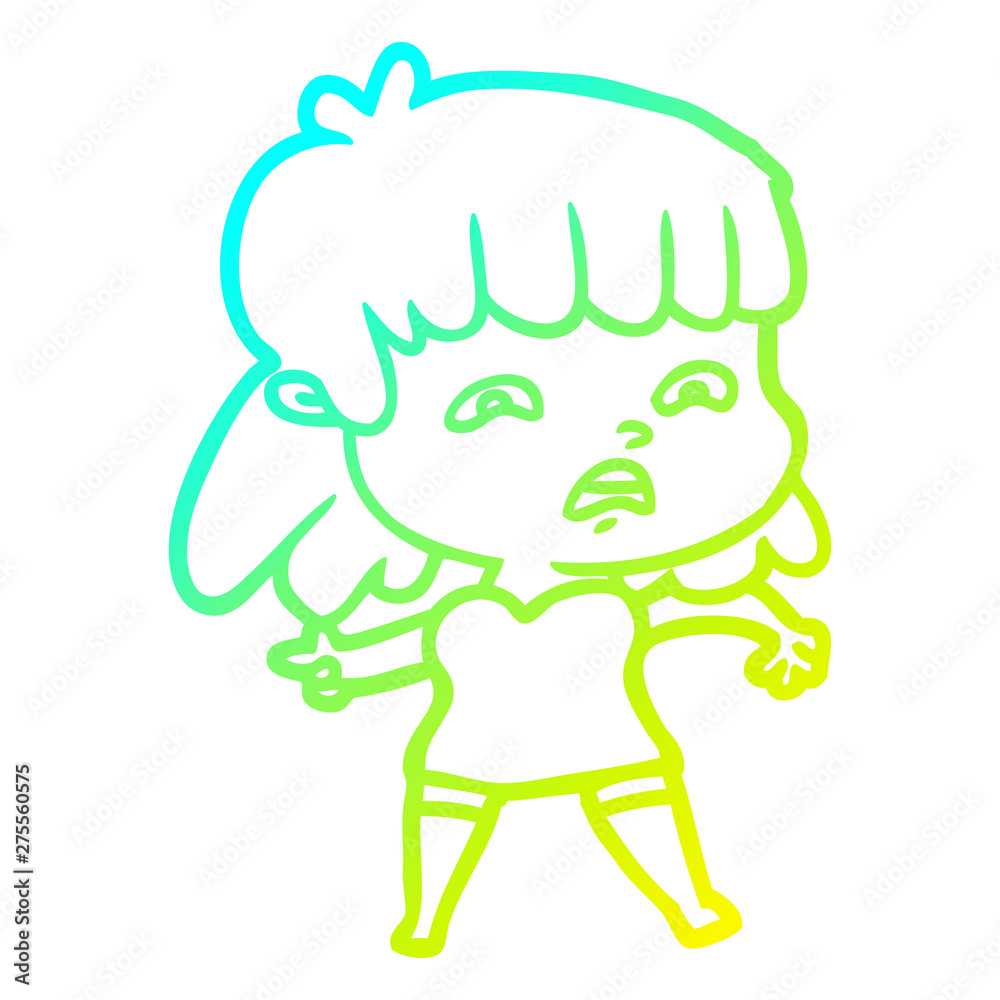 cold gradient line drawing cartoon worried woman cold gradient line drawing cartoon worried woman