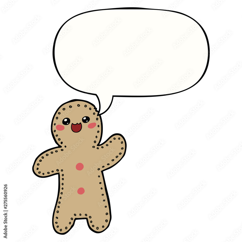 cartoon gingerbread man and speech bubble cartoon gingerbread man and speech bubble