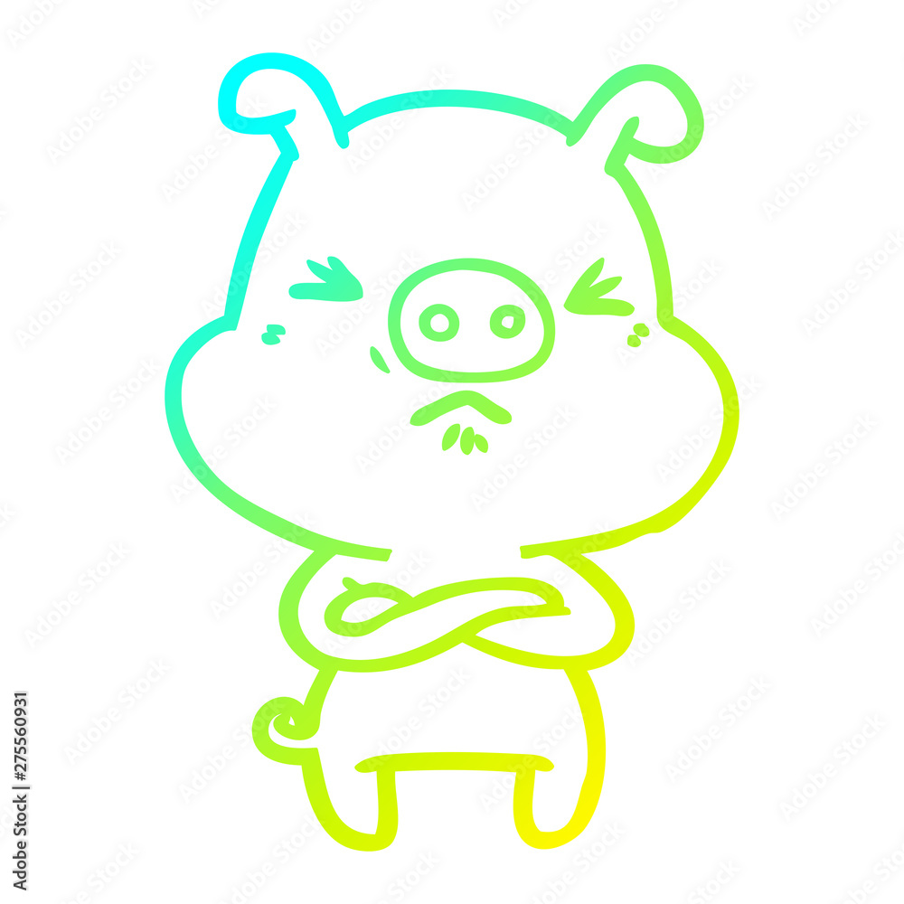 cold gradient line drawing cartoon angry pig cold gradient line drawing cartoon angry pig