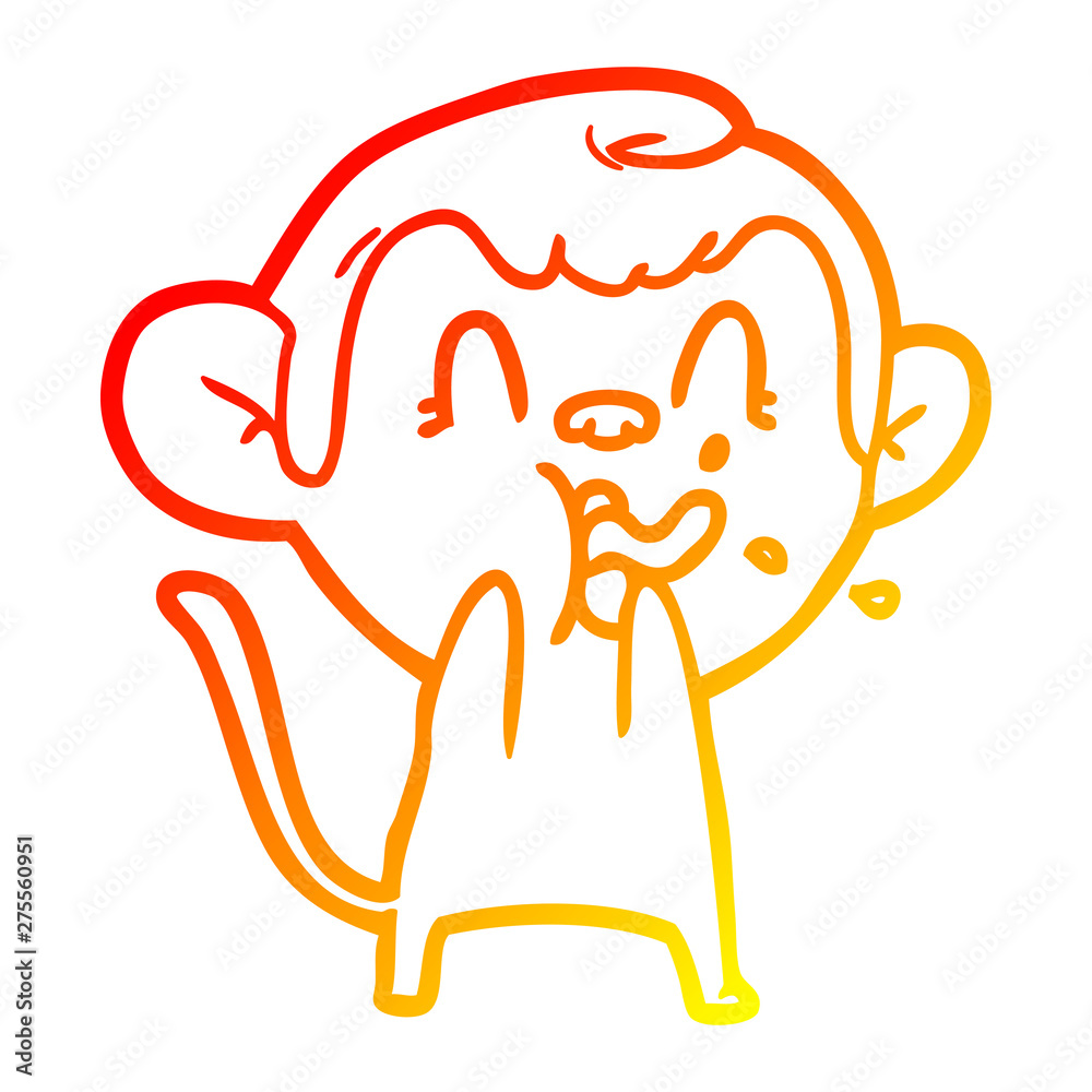warm gradient line drawing crazy cartoon monkey warm gradient line drawing crazy cartoon monkey