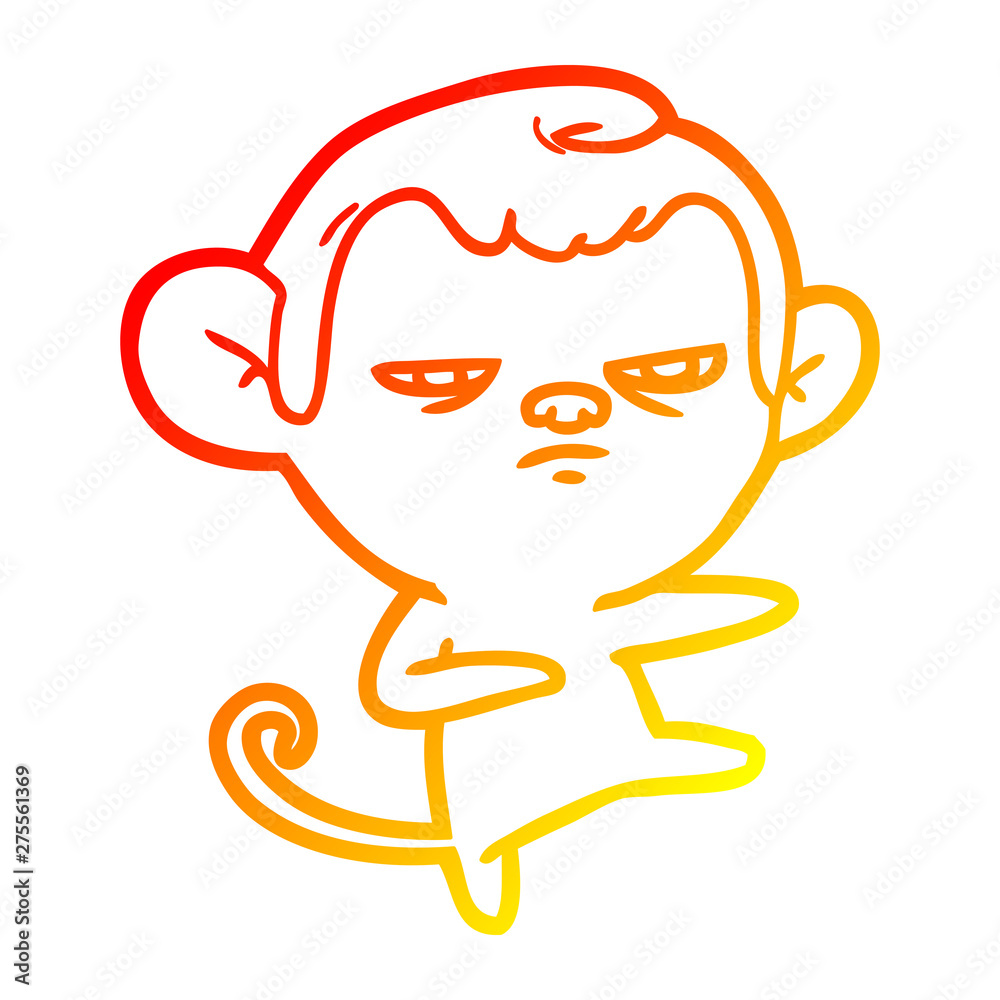 warm gradient line drawing cartoon annoyed monkey warm gradient line drawing cartoon annoyed monkey