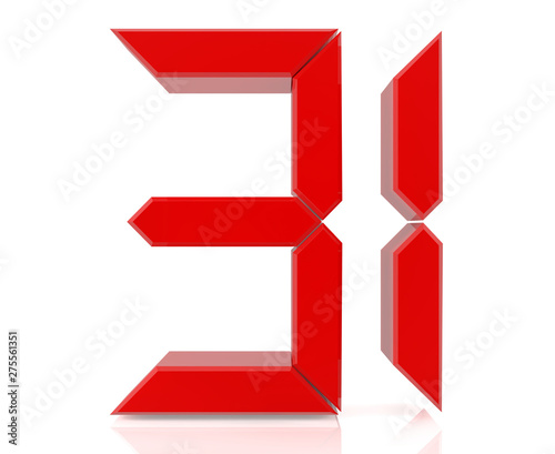 Free Download Red digital numbers 31 on white background 3d rendering - GFXLoad
