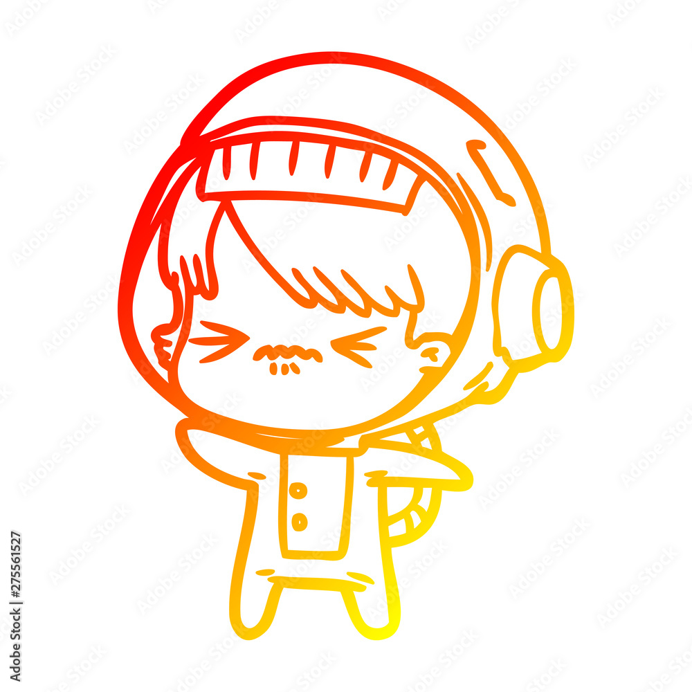 warm gradient line drawing angry cartoon space girl warm gradient line drawing angry cartoon space girl