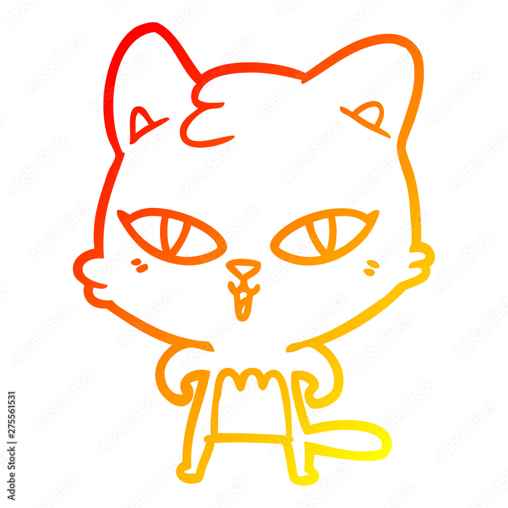 Obraz premium warm gradient line drawing cartoon cat