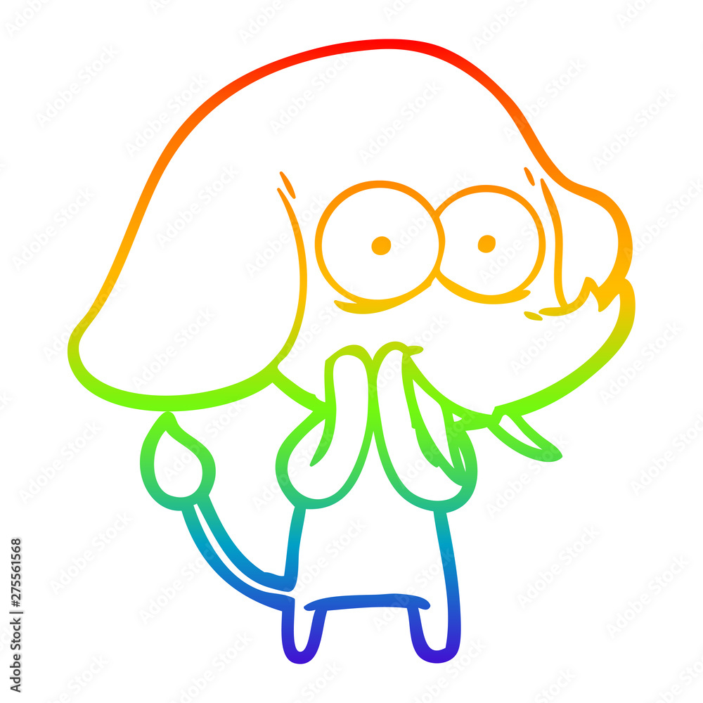 Obraz premium rainbow gradient line drawing happy cartoon elephant