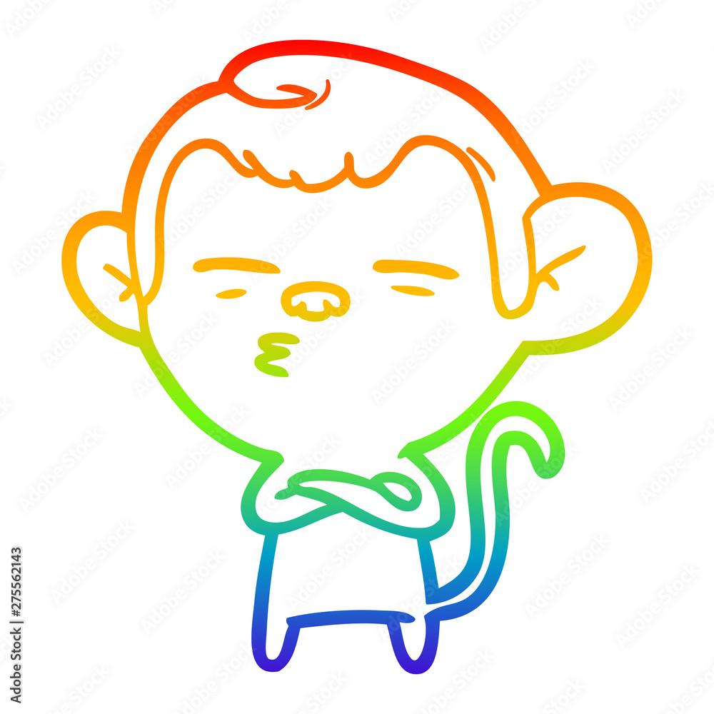 rainbow gradient line drawing cartoon suspicious monkey rainbow gradient line drawing cartoon suspicious monkey