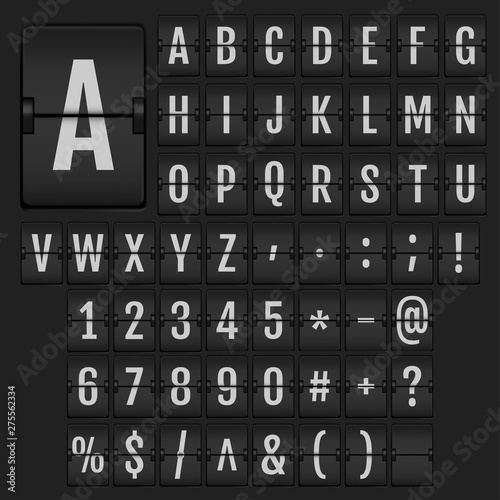 Realistic flip alphabet and numbers.