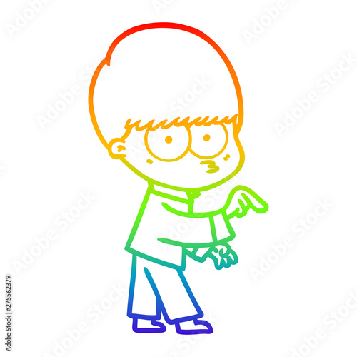 rainbow gradient line drawing nervous cartoon boy