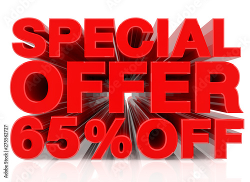 SPECIAL OFFER 65  OFF word on white background 3D rendering