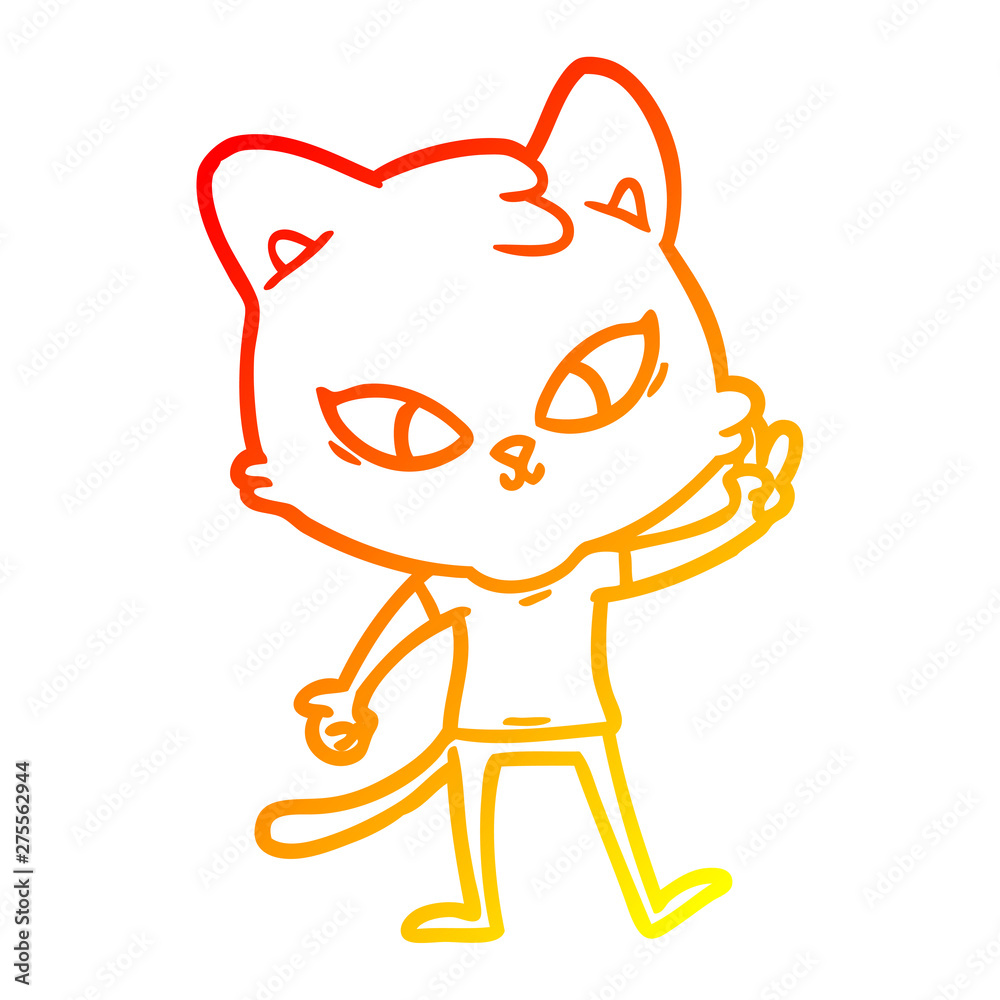 warm gradient line drawing cute cartoon cat warm gradient line drawing cute cartoon cat
