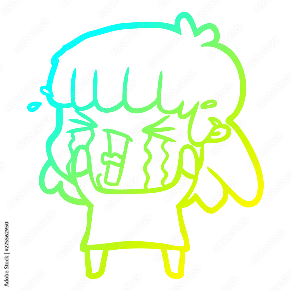 cold gradient line drawing cartoon woman in tears cold gradient line drawing cartoon woman in tears