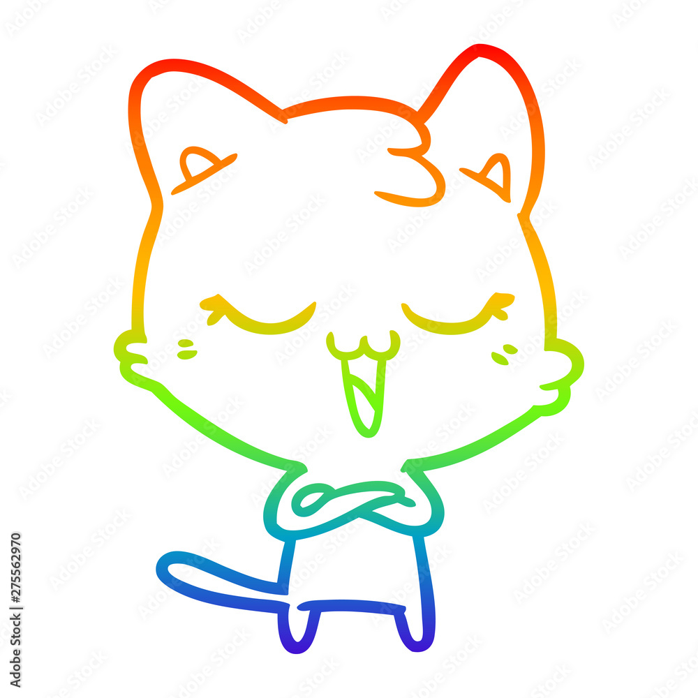 rainbow gradient line drawing happy cartoon cat rainbow gradient line drawing happy cartoon cat