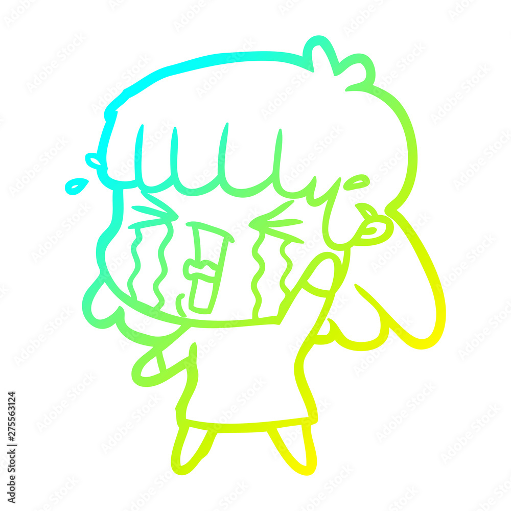 cold gradient line drawing cartoon woman in tears cold gradient line drawing cartoon woman in tears