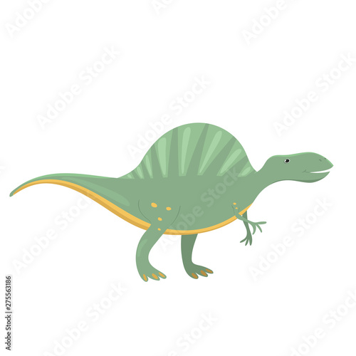 Fototapeta Naklejka Na Ścianę i Meble -  Spinosaurus dinosaur in cartoon style. Vector illustration isolated on white background.