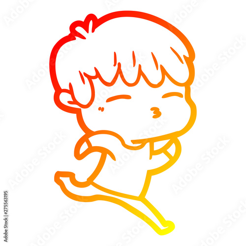 warm gradient line drawing cartoon curious boy