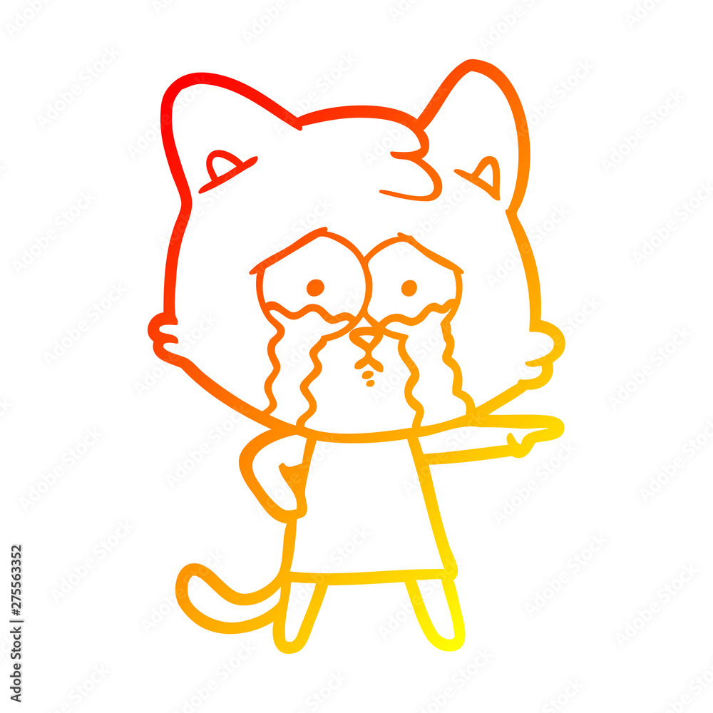 warm gradient line drawing cartoon crying cat warm gradient line drawing cartoon crying cat