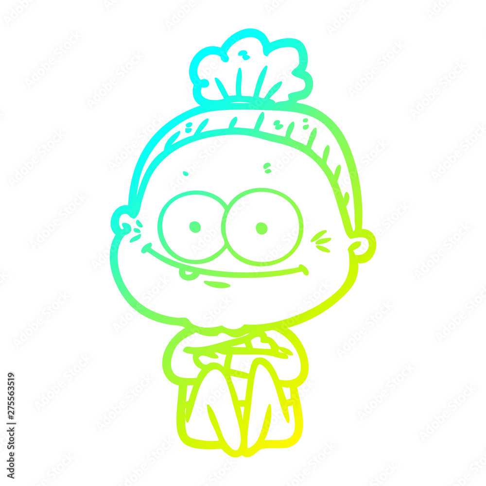 cold gradient line drawing cartoon happy old woman cold gradient line drawing cartoon happy old woman