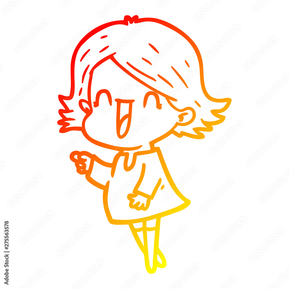 warm gradient line drawing cartoon happy woman warm gradient line drawing cartoon happy woman