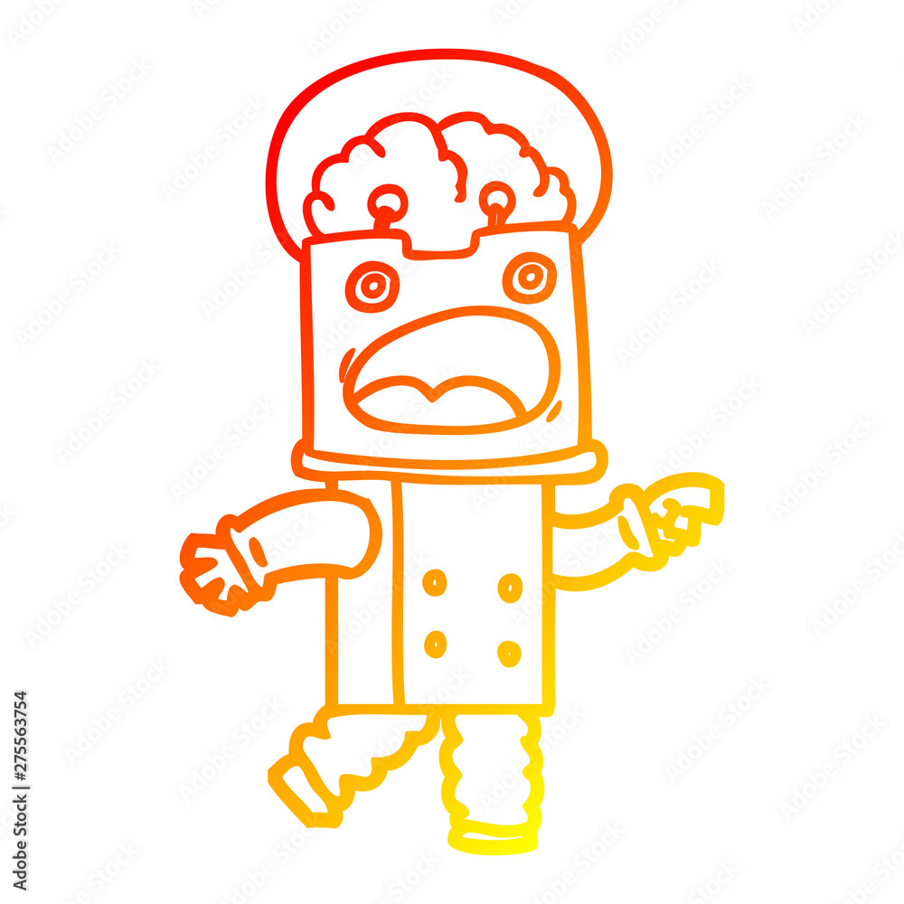 Obraz premium warm gradient line drawing cartoon robot