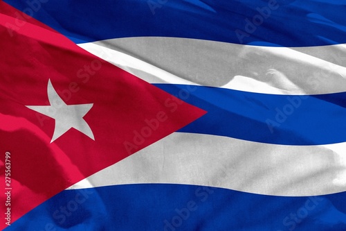 Photography Waving Cuba flag for using as texture or background, the flag is fluttering on t