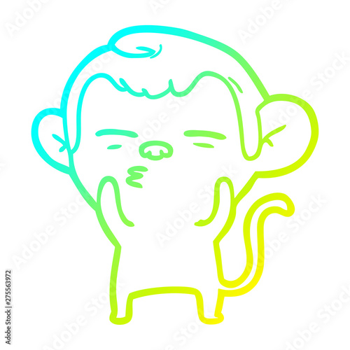 cold gradient line drawing cartoon suspicious monkey
