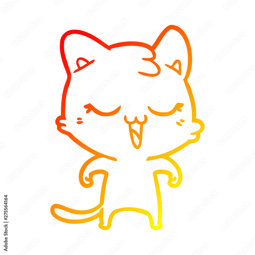 warm gradient line drawing happy cartoon cat warm gradient line drawing happy cartoon cat