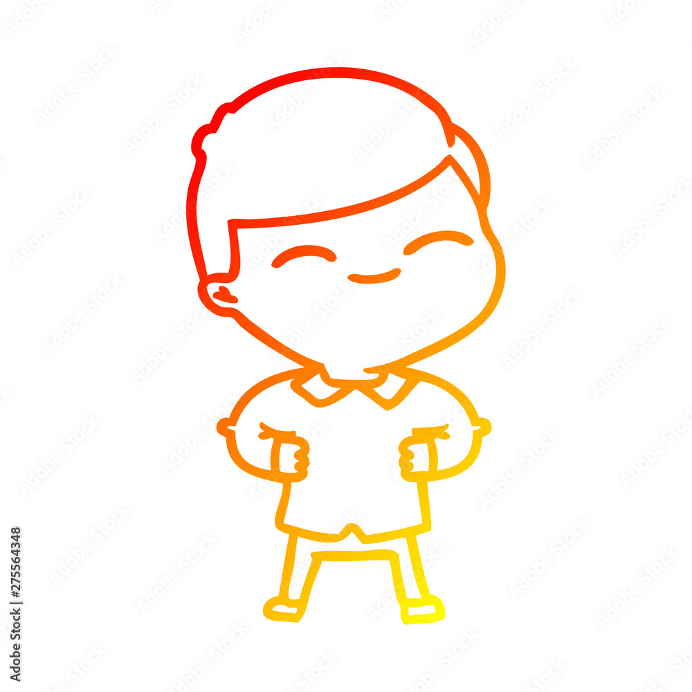 warm gradient line drawing cartoon smiling boy warm gradient line drawing cartoon smiling boy