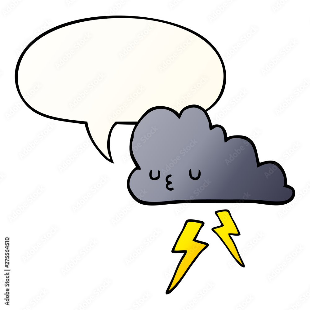 cartoon storm cloud and speech bubble in smooth gradient style cartoon storm cloud and speech bubble in smooth gradient style
