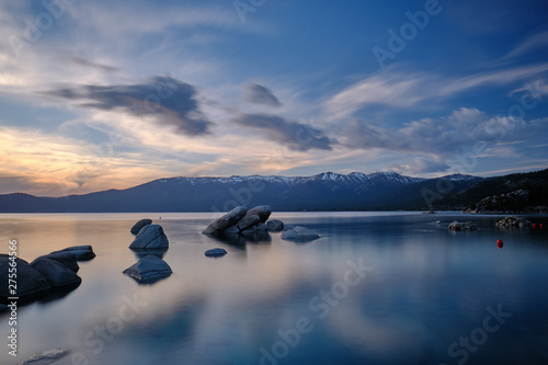 Sunset and Boulders on Lake Tahoe Nevada