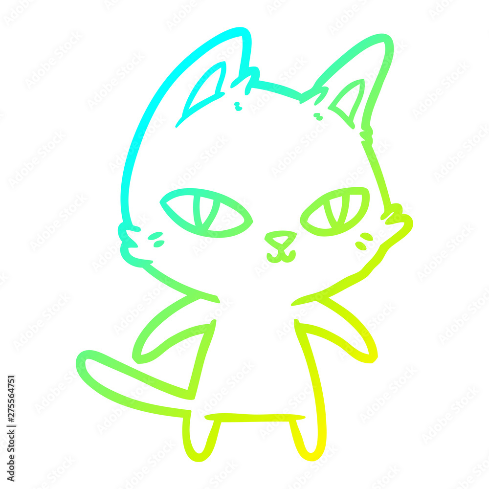 cold gradient line drawing cartoon cat staring cold gradient line drawing cartoon cat staring