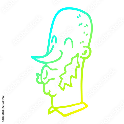cold gradient line drawing cartoon man with muttonchop facial hair